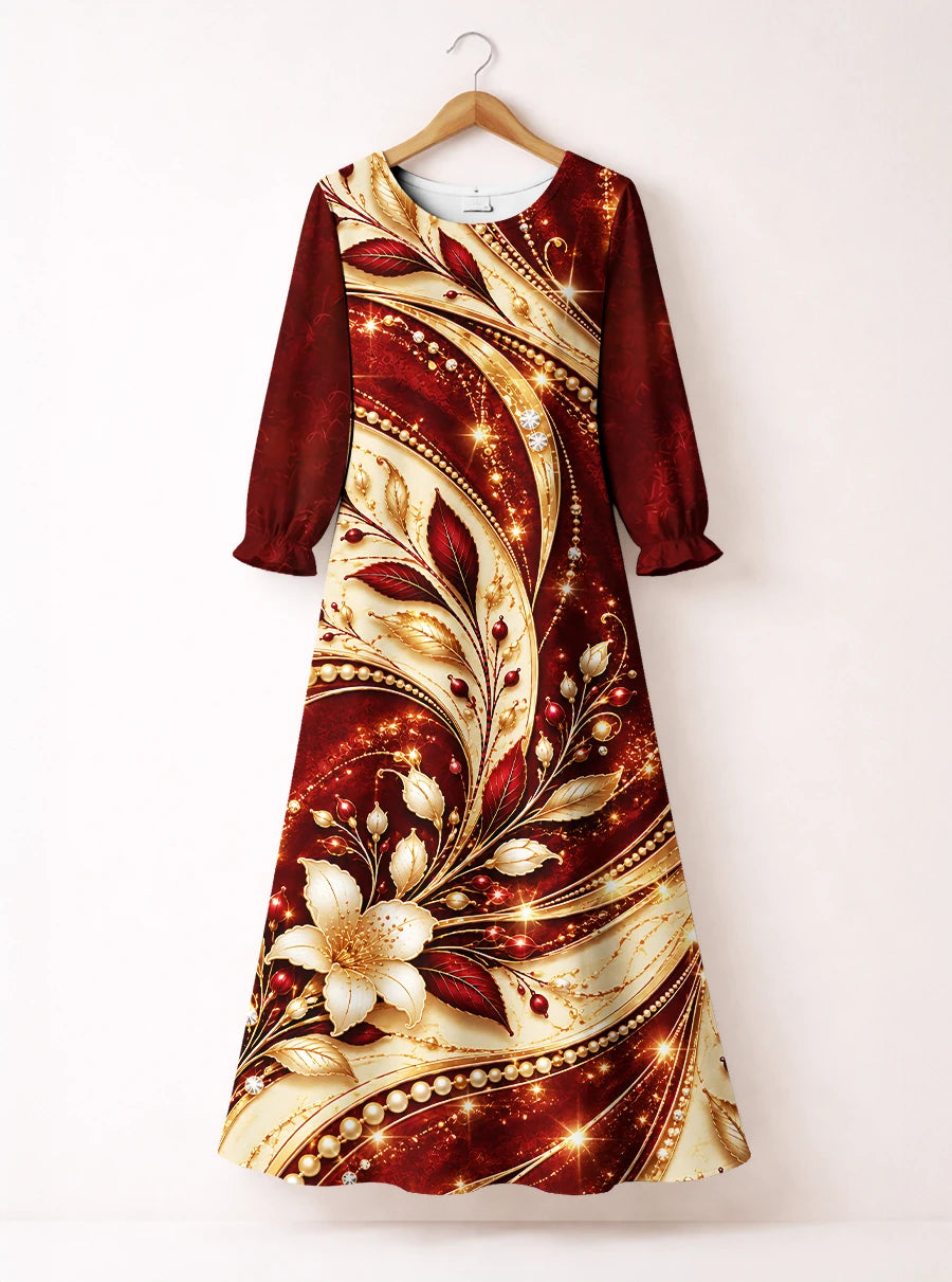 "Hariri" Long Sleeve Maxi Dress — front flat