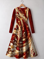 "Hariri" Long Sleeve Sweetheart Midi Dress — back view