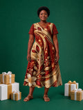 "Hariri" V Neck Midi Dress