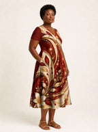 "Hariri" V Neck Midi Dress — styled on model