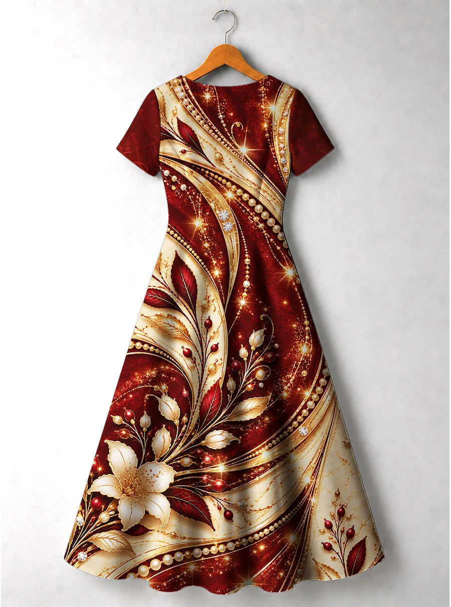 "Hariri" V Neck Midi Dress — back flat