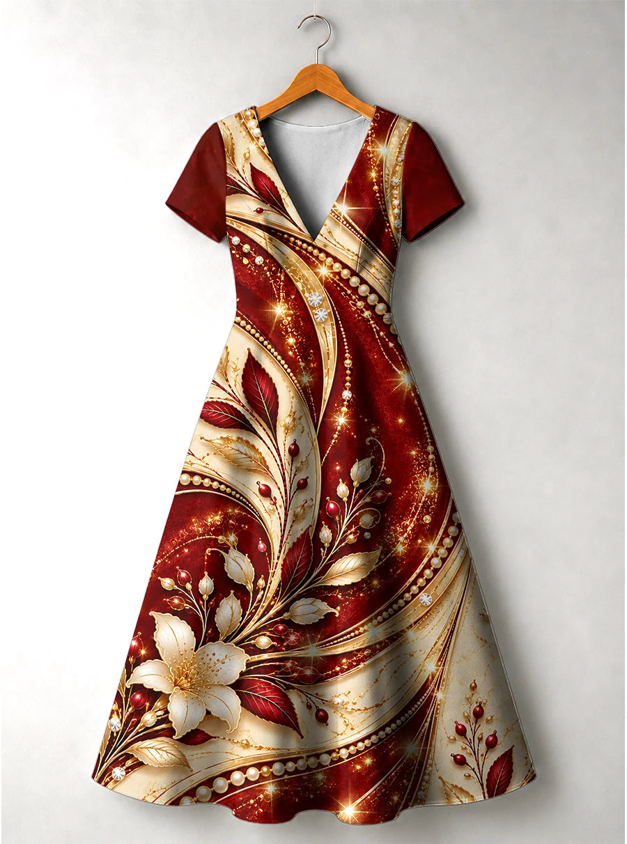 "Hariri" V Neck Midi Dress — front flat
