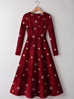 "Heko" Long Sleeve Sweetheart Midi Dress — back view