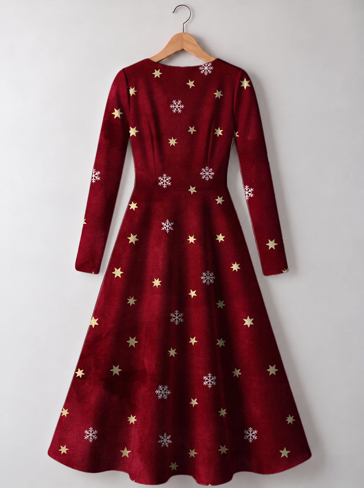 "Heko" Long Sleeve Sweetheart Midi Dress — back view