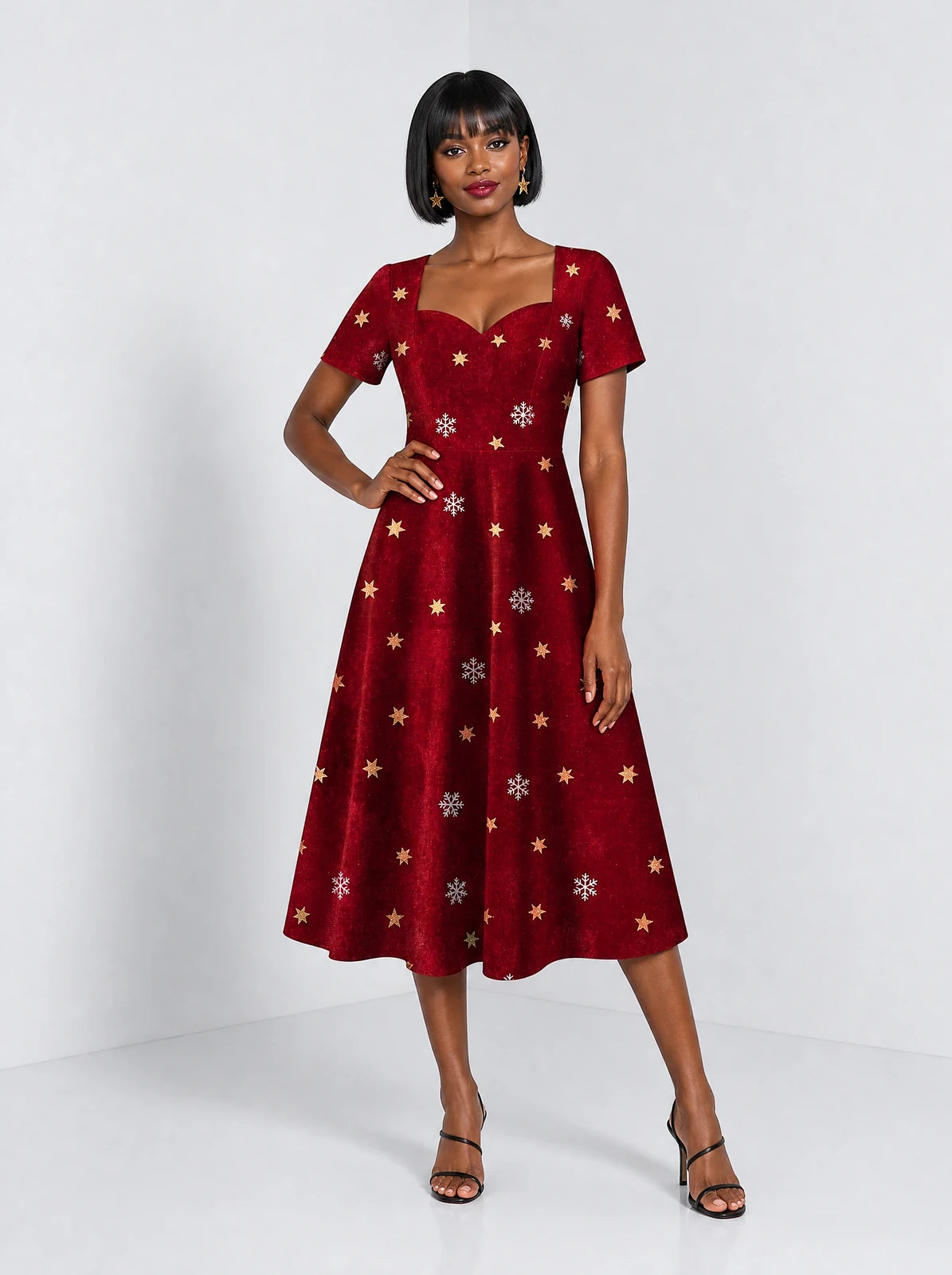 "Heko" Sweetheart Midi Dress — front view on model