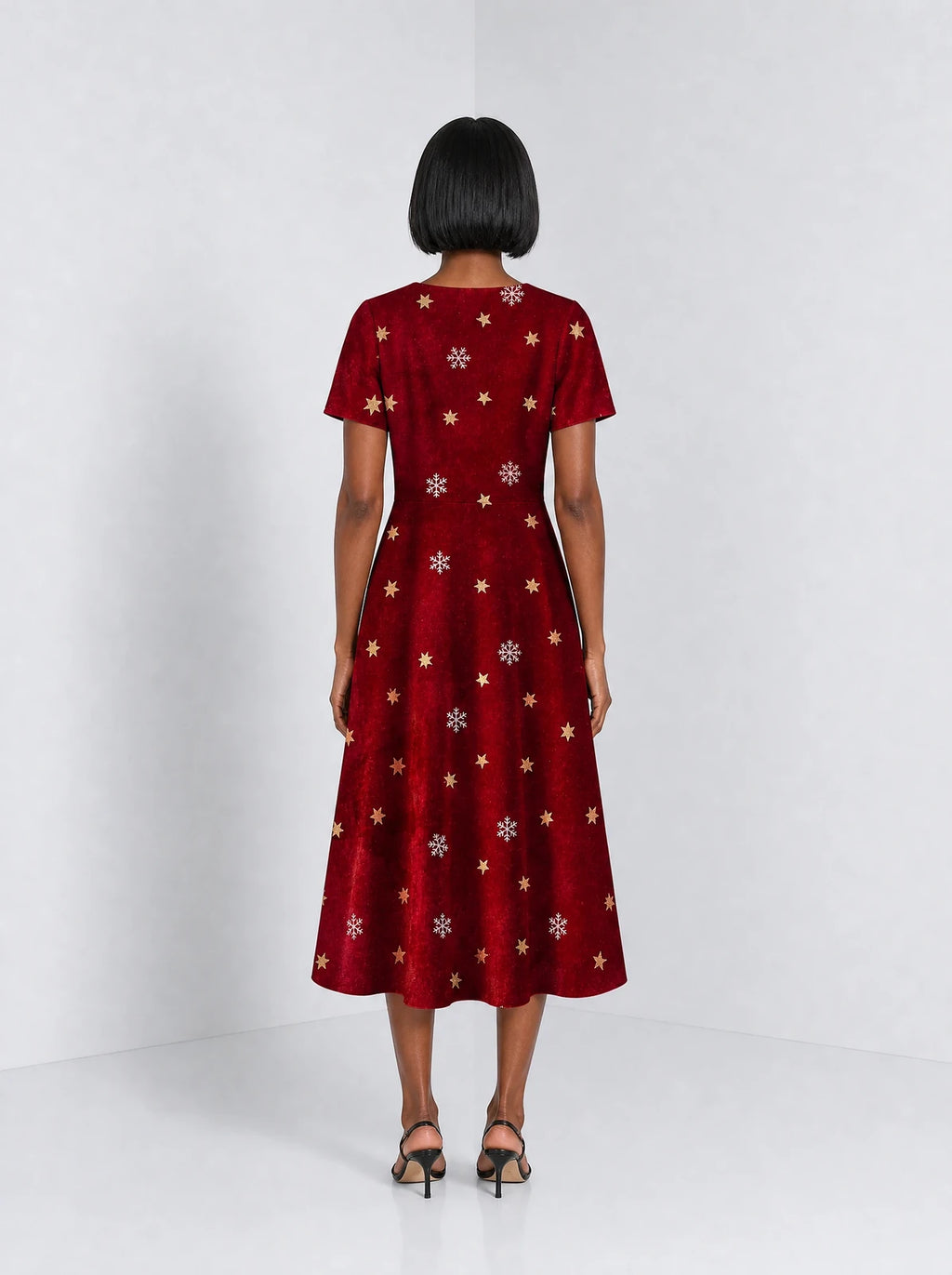 "Heko" Sweetheart Midi Dress — back view on model