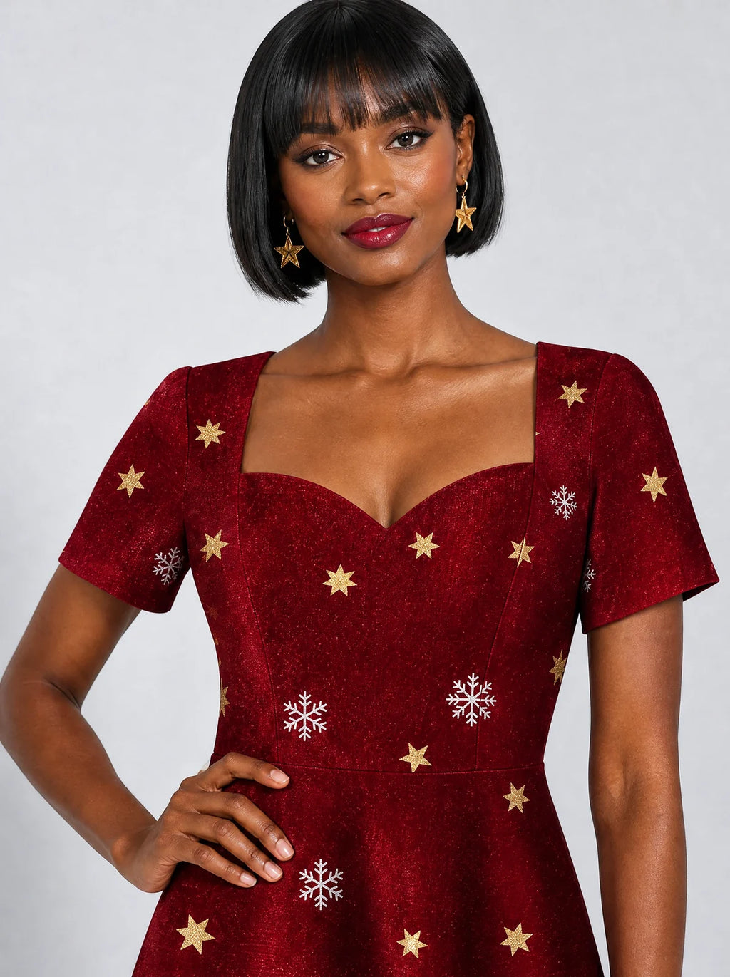 "Heko" Sweetheart Midi Dress — styled on model