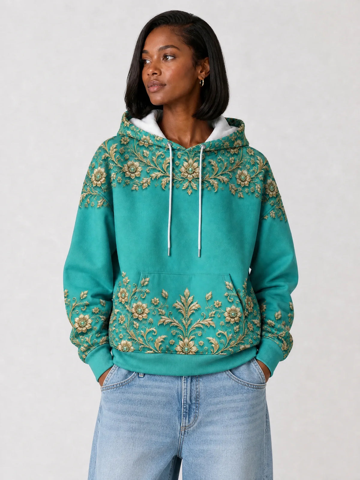 "Heshima" Hoodie — front view on model