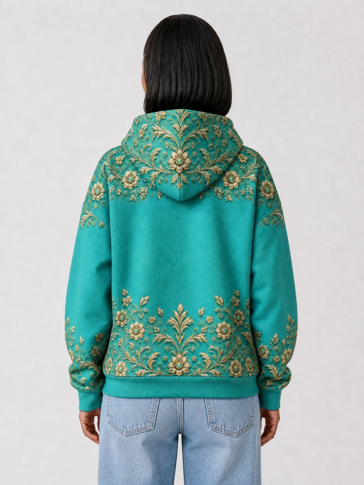 "Heshima" Hoodie — back view on model