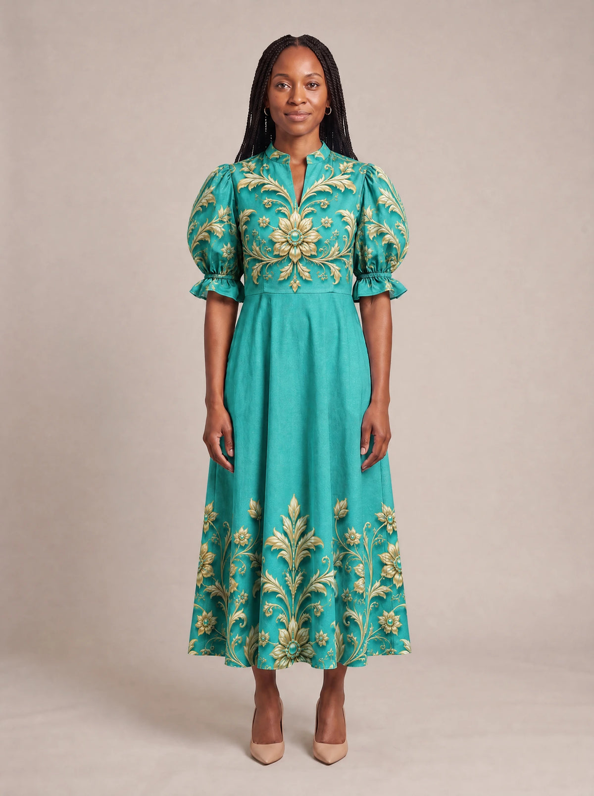 "Heshima" Puff Sleeve Dress