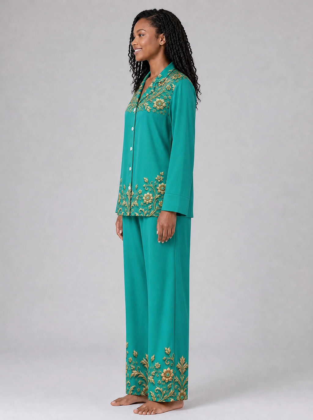 "Heshima" Pajama Set — side view on model