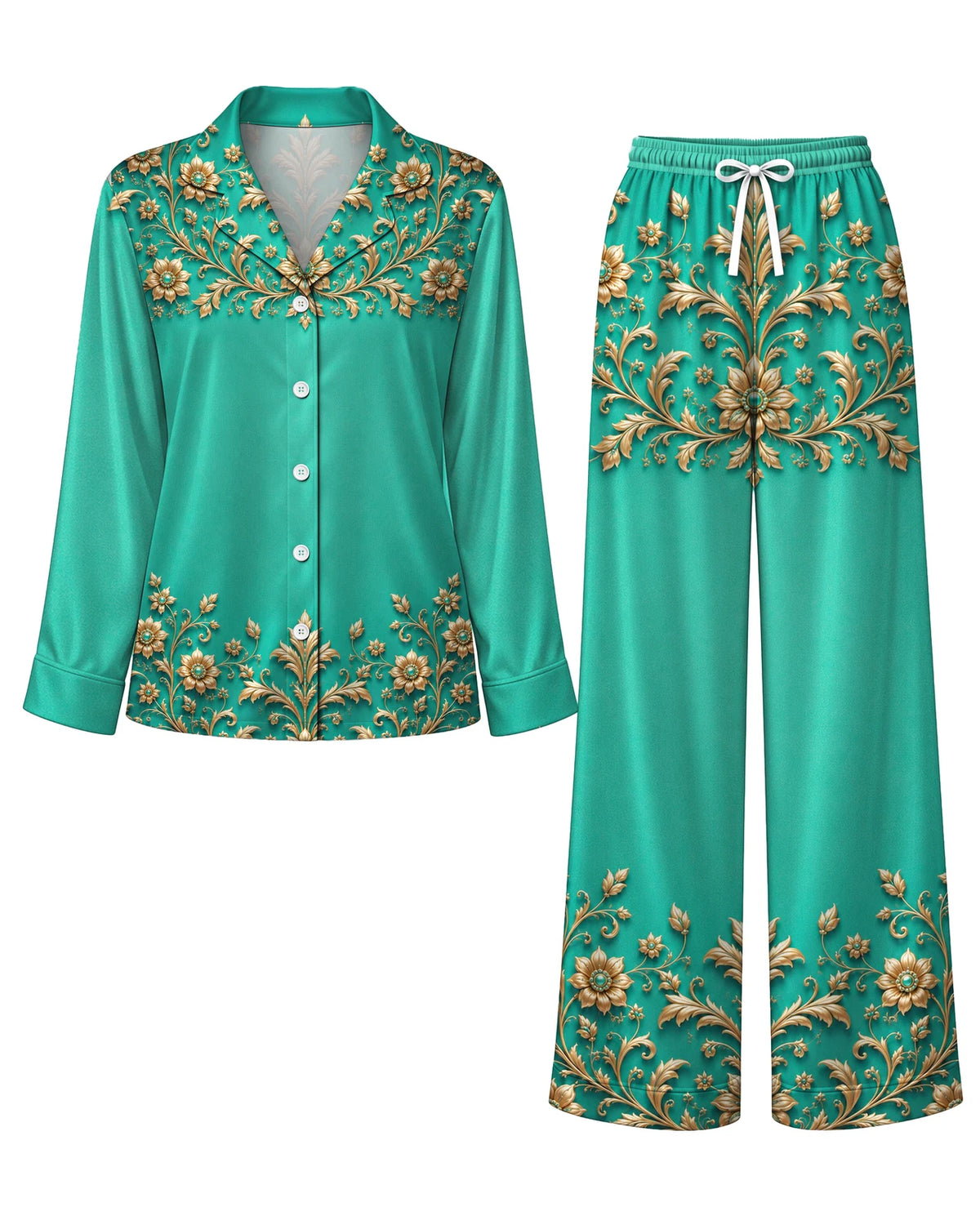 "Heshima" Pajama Set — flat lay of the shirt and pants