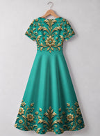 "Heshima" V Neck Midi Dress