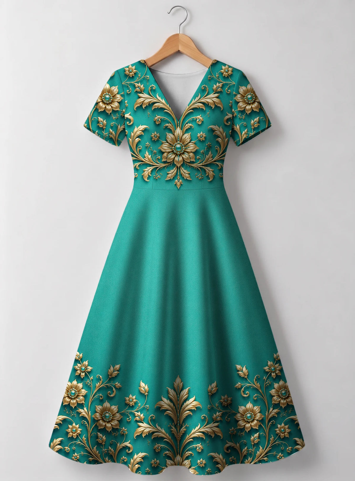 "Heshima" V Neck Midi Dress