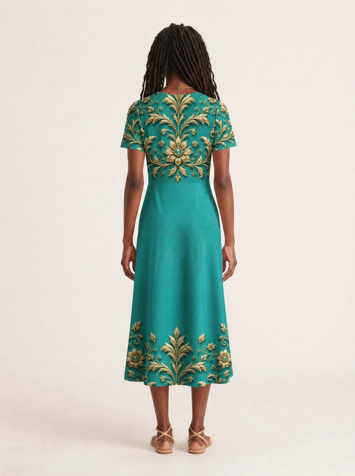 "Heshima" V Neck Midi Dress — side