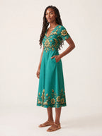 "Heshima" V Neck Midi Dress — full body