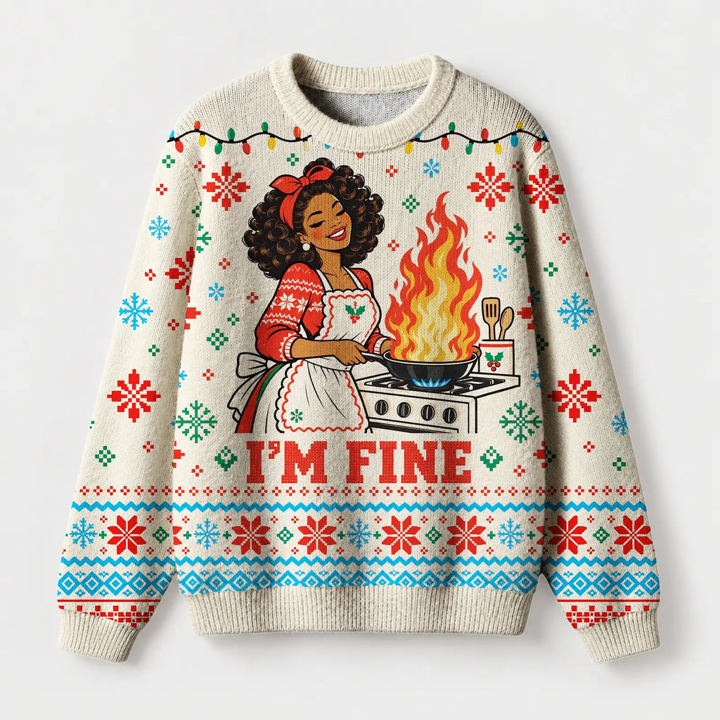 "I'm Fine" Christmas Sweatshirt — front view