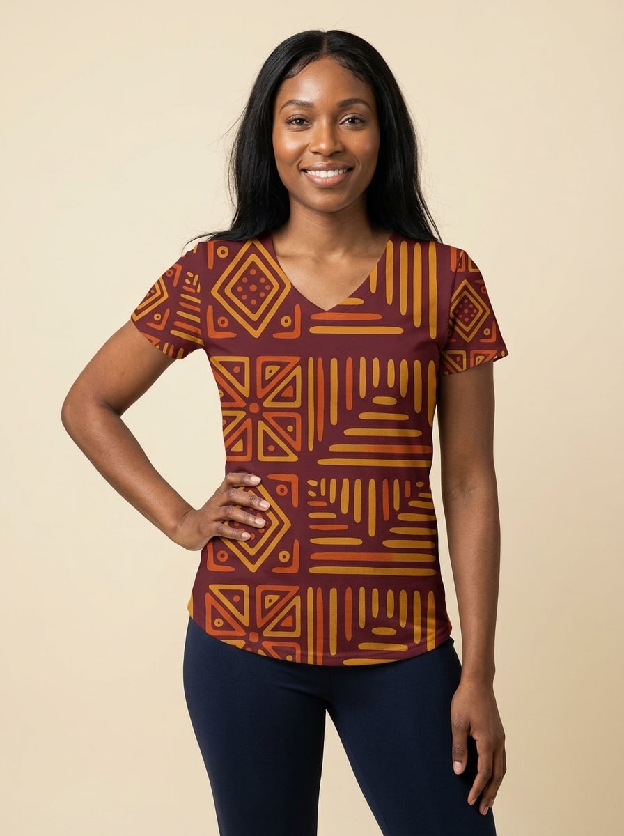Mudcloth V-Neck T-Shirt