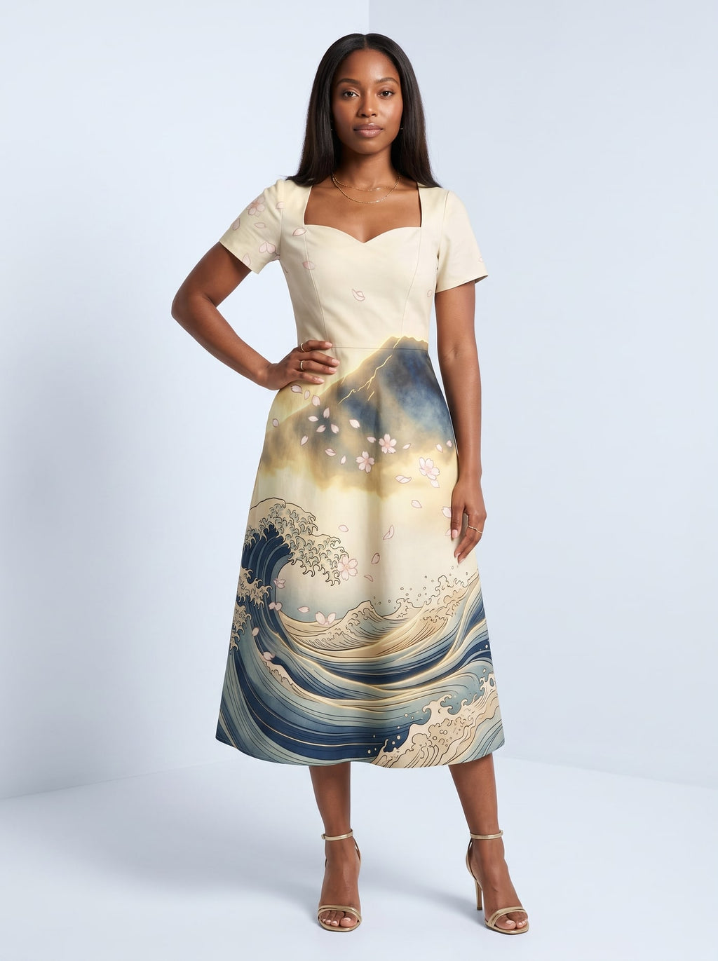 "Wimbi" Sweetheart Midi Dress