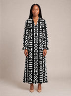 "Kuba" Long Puff Sleeve Dress — front view on model