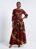 "August Girl Roses" Long Sleeve Maxi Dress