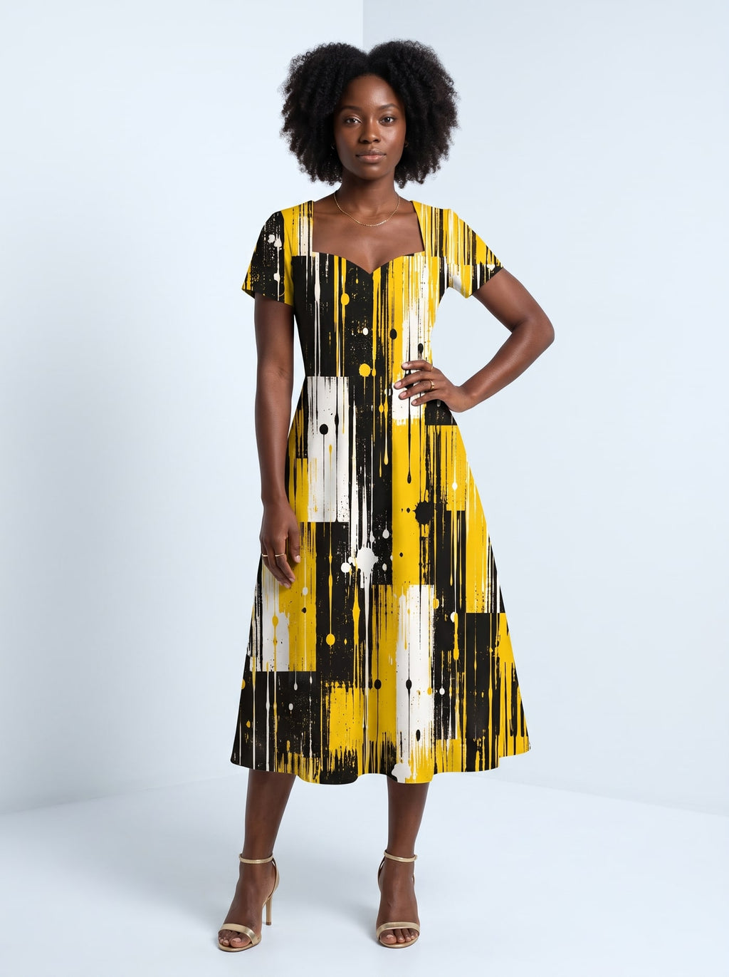 "Mvua" Sweetheart Midi Dress