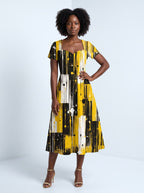 "Mvua" Sweetheart Midi Dress