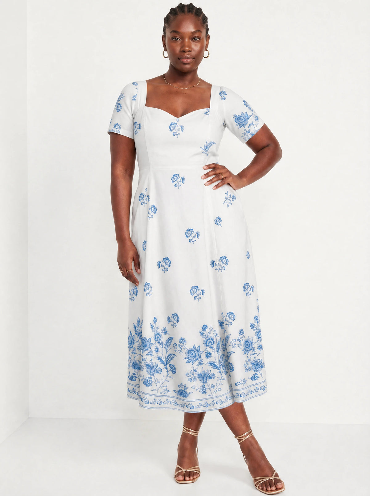 "Buluu" Sweetheart Midi Dress — front view on model