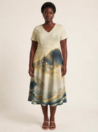 "Wimbi" V Neck Midi Dress