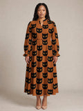 "Paka" Halloween Long Puff Sleeve Dress