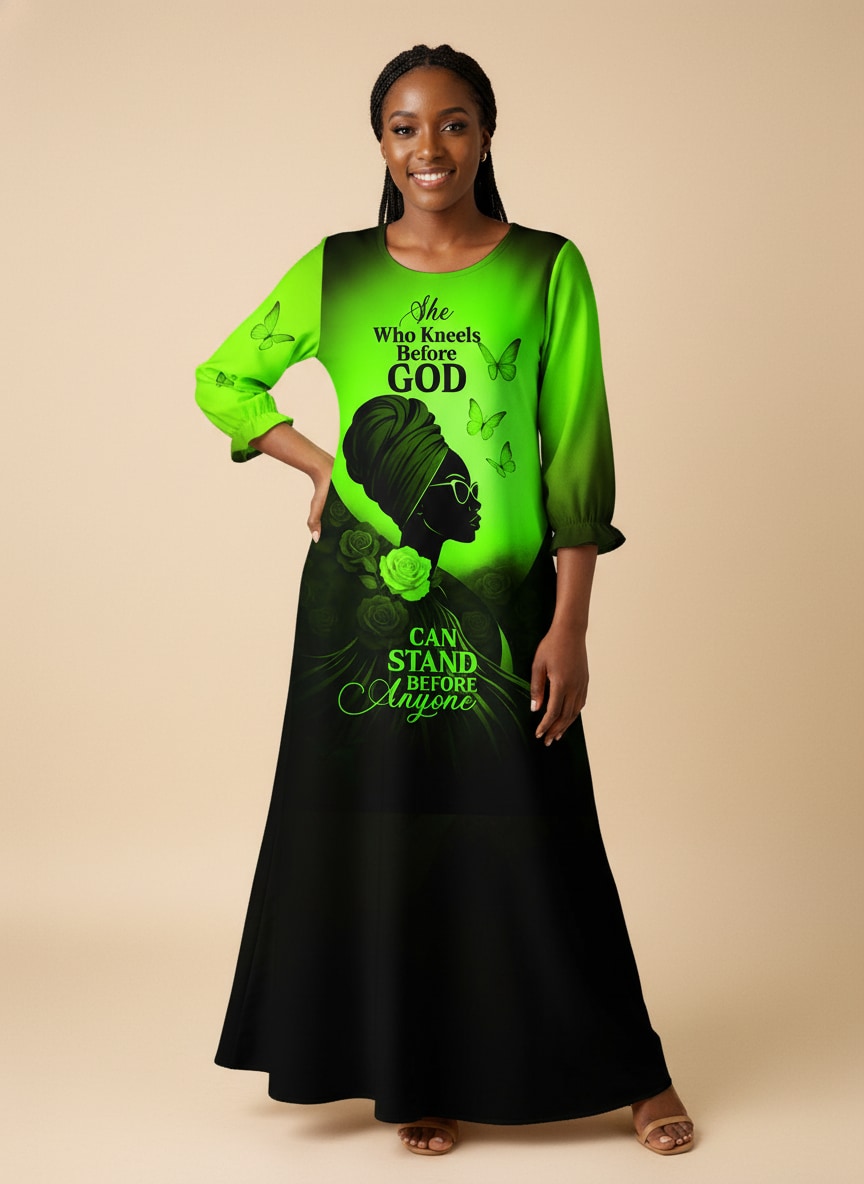 "Selah" Green Long Sleeve Maxi Dress