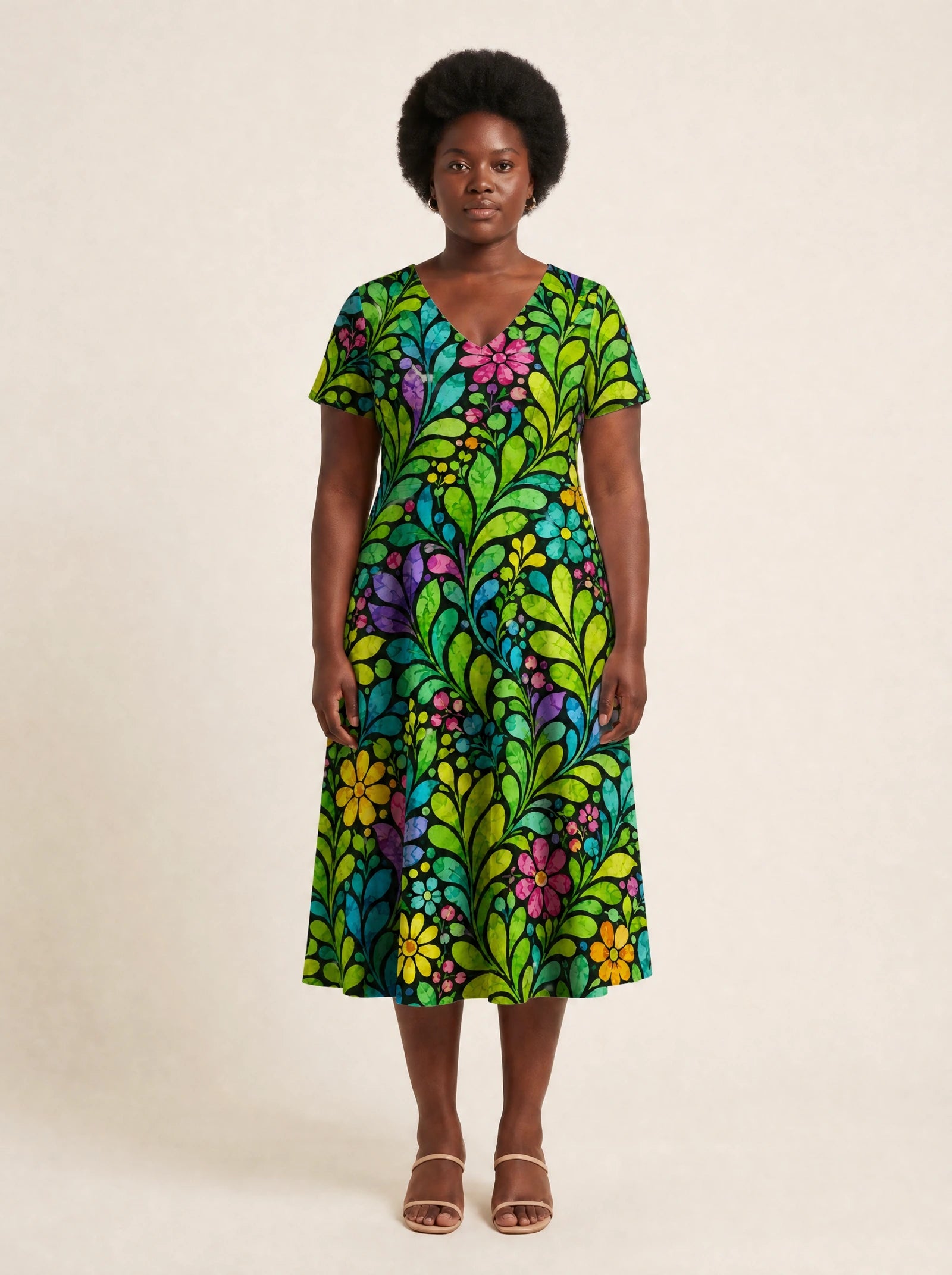 "Zumaridi" V Neck Midi Dress