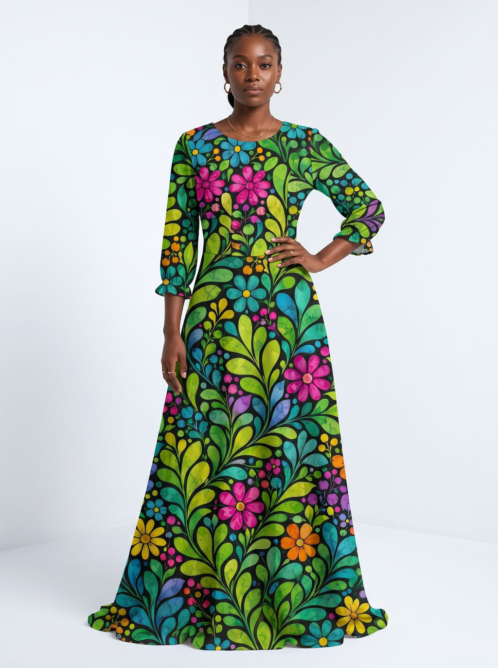 "Zumaridi" Long Sleeve Maxi Dress