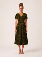 "Lamu" V Neck Midi Dress Promo