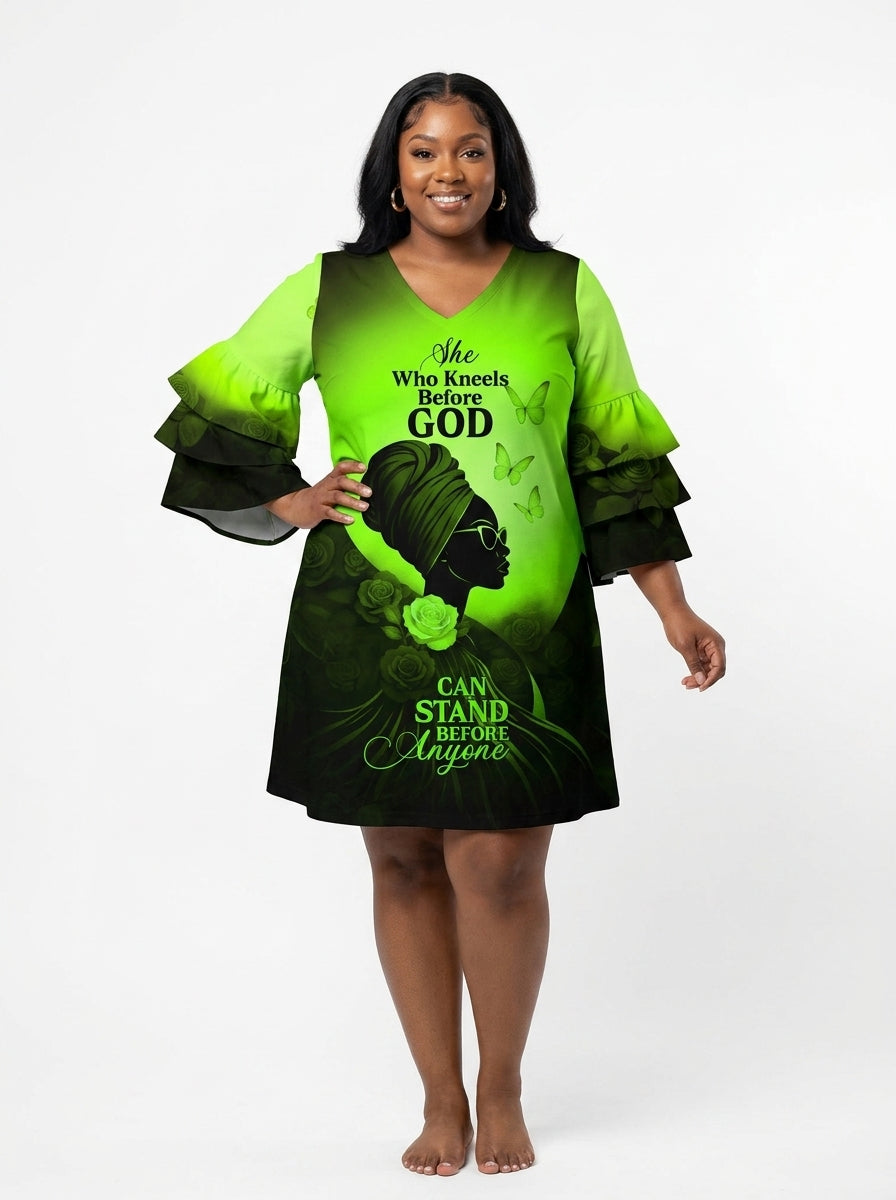 "Selah" Green Stacked Ruffle Dress & Leggings Deal