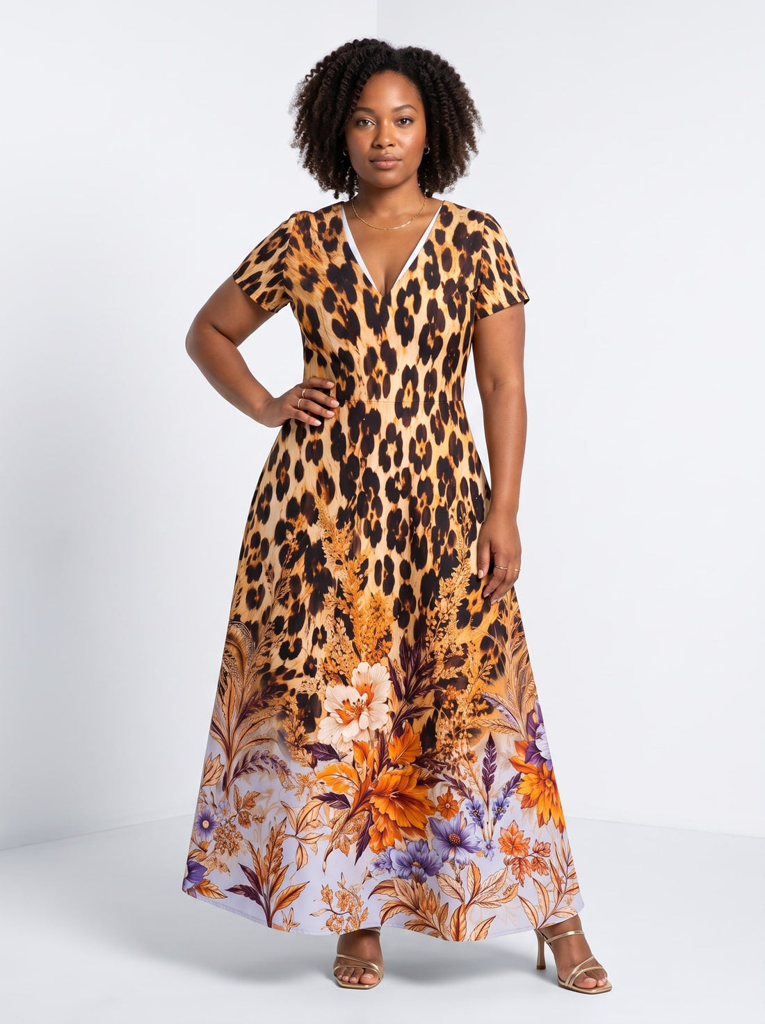 "Madoa" Short Sleeve Maxi Dress