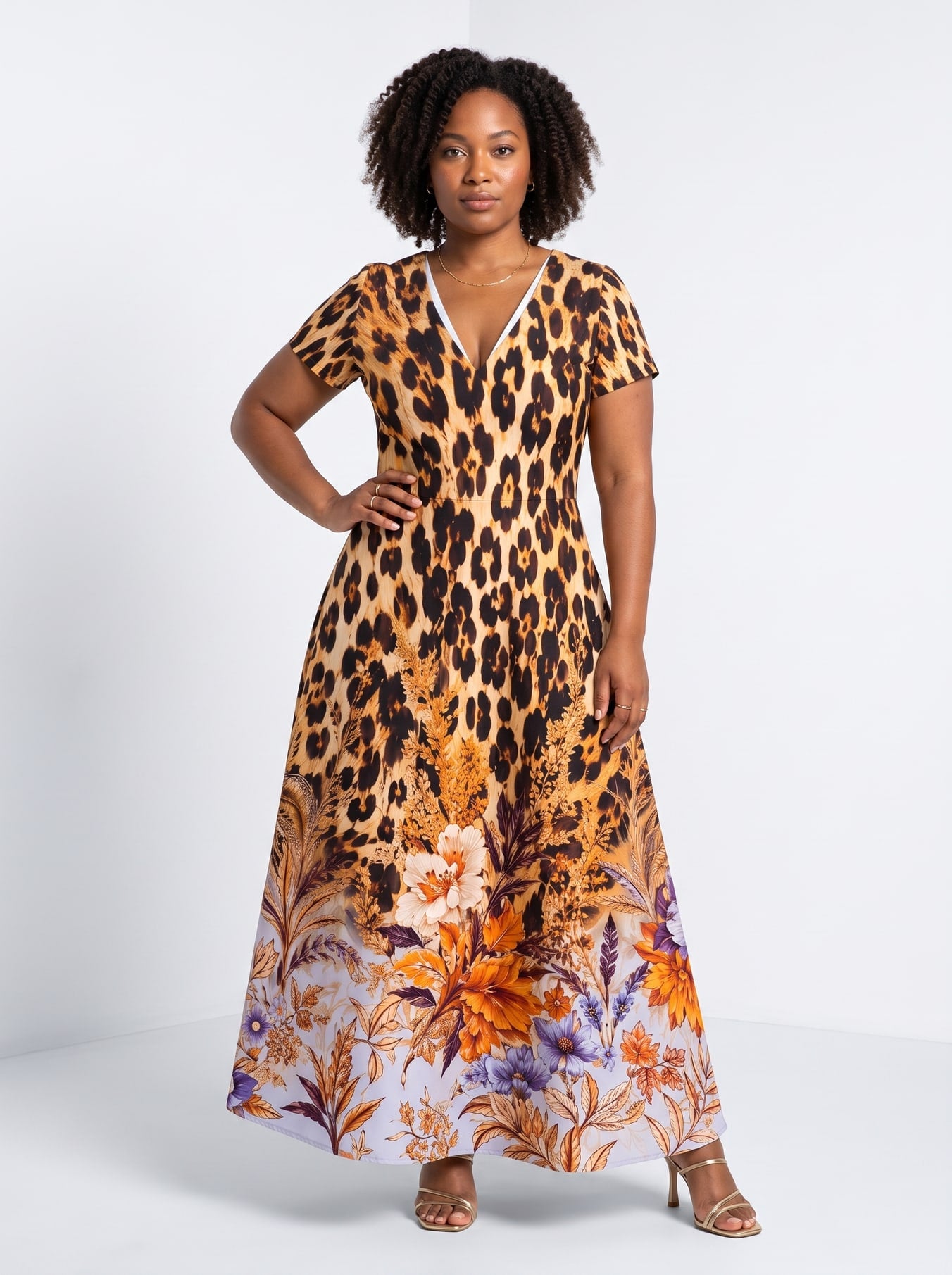"Madoa" Short Sleeve Maxi Dress