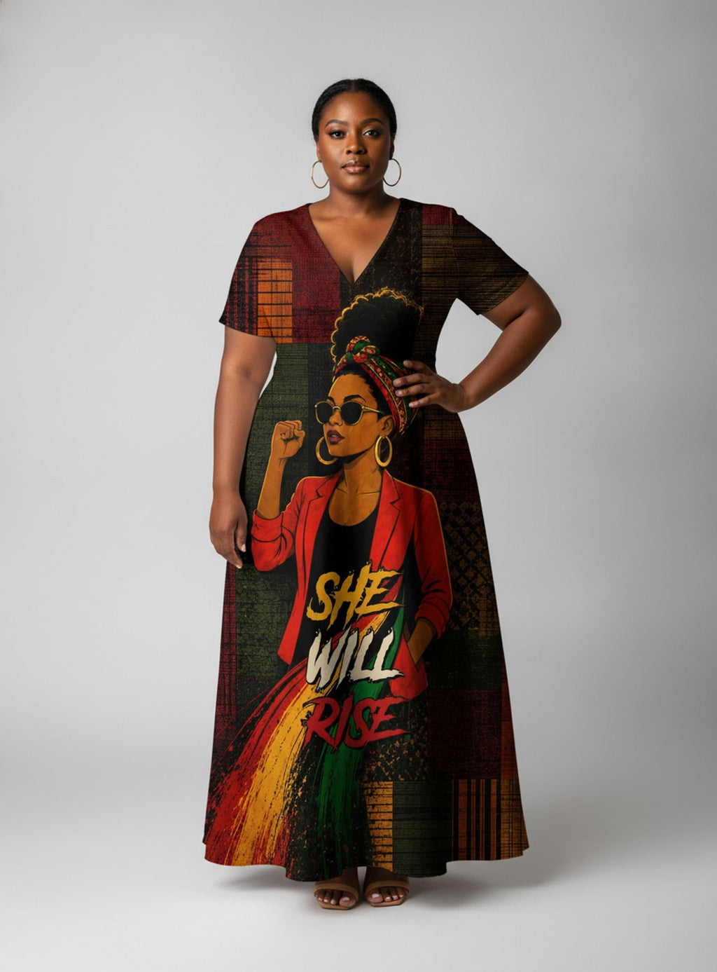 "Inuka" Short Sleeve Maxi Dress