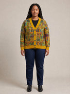 "Shangwe" Cardigan — front view on model