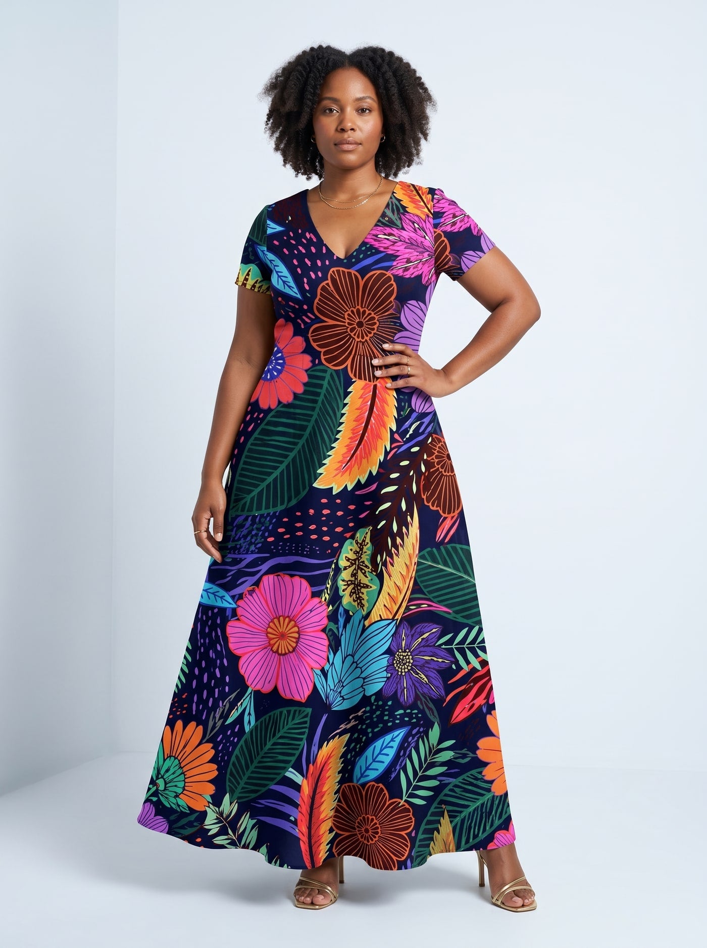 "Bustani" Short Sleeve Maxi Dress