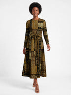 "Sankofa" Viscose Midi Dress — front view on model