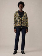 "Sahara" Knitted Cardigan — front view on model