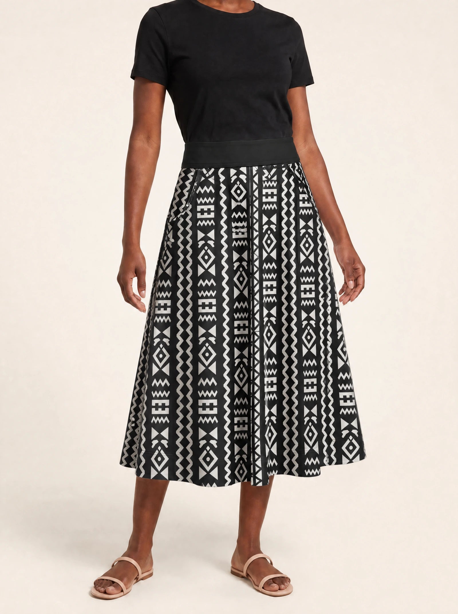 "Kuba" Twirl Skirt — cropped front view on model