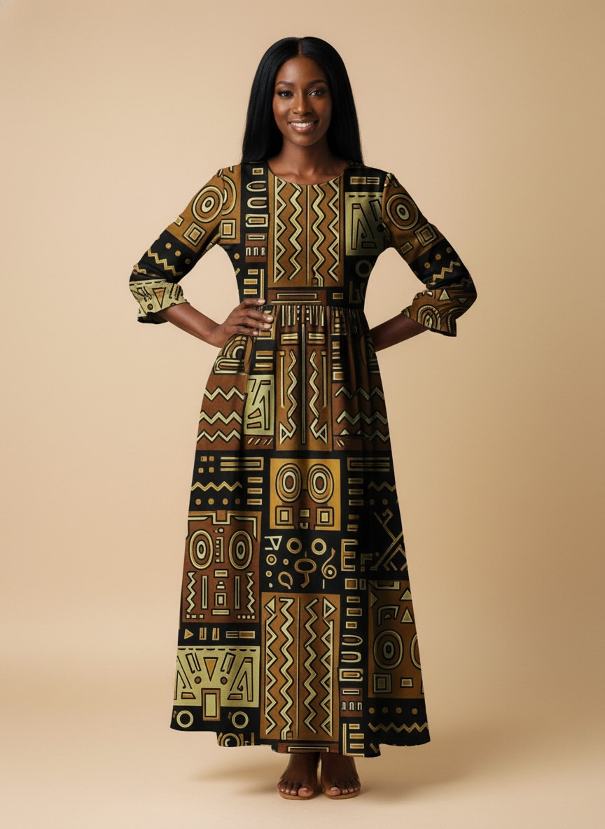 Sankofa Long Sleeve Maxi Dress