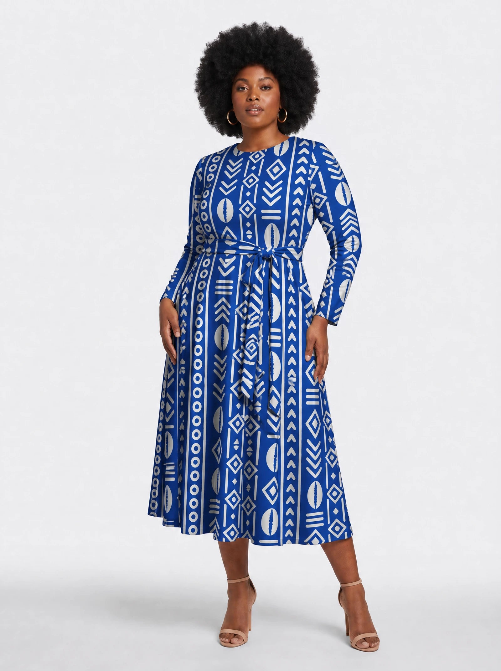 "Oshun" Viscose Midi Dress — front view on model