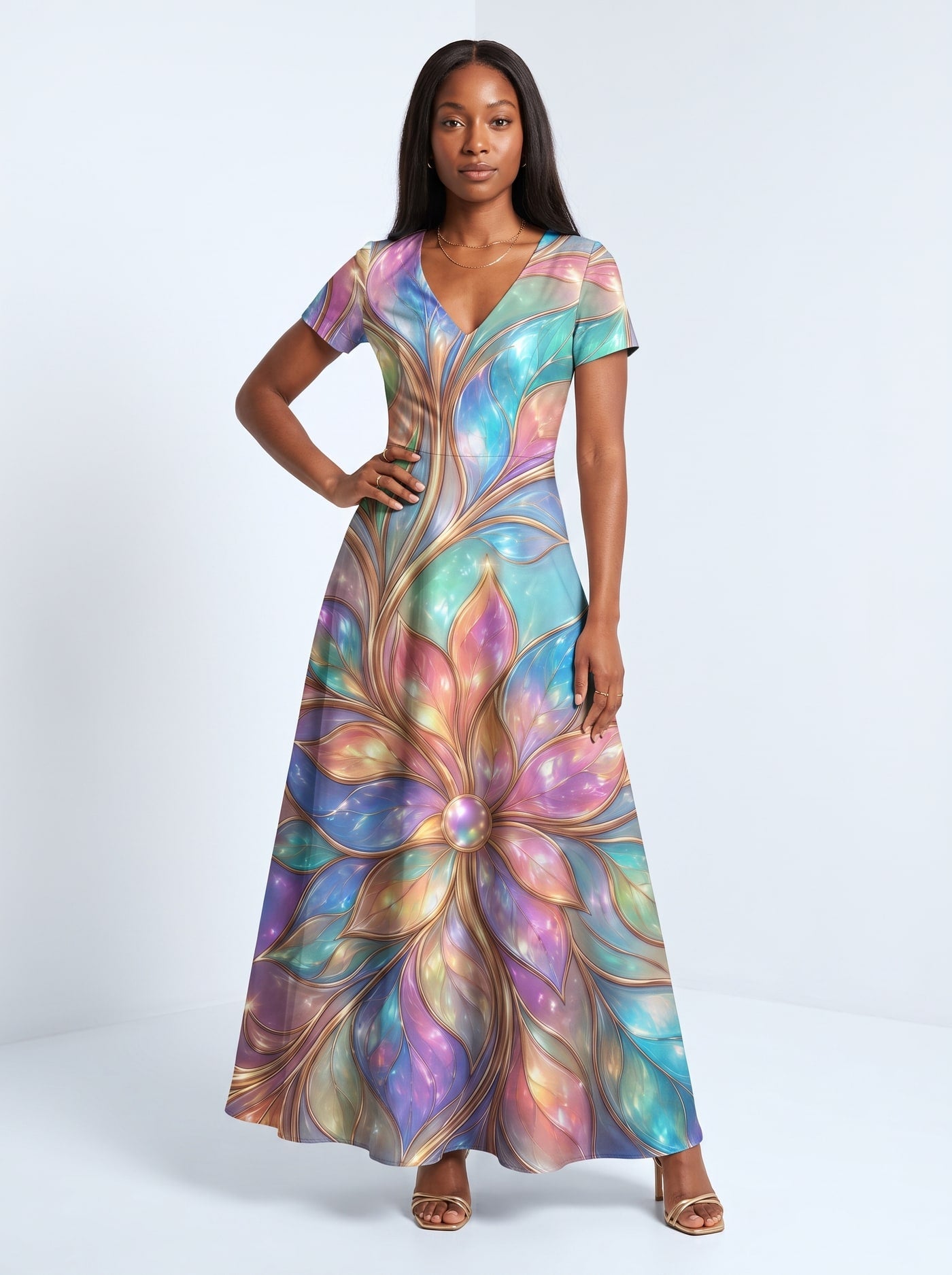 "Almasi" Short Sleeve Maxi Dress