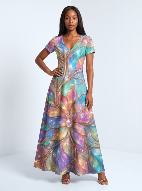 "Almasi" Short Sleeve Maxi Dress