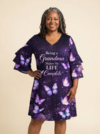 "Nyamekye" Stacked Ruffle Sleeve Dress
