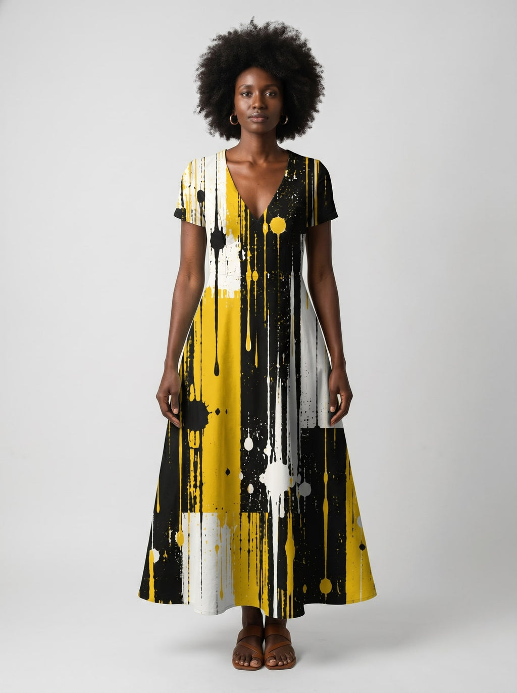 "Mvua" Short Sleeve Maxi Dress