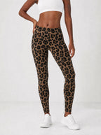 "Unstoppable" Brown Leopard Leggings — front view on model